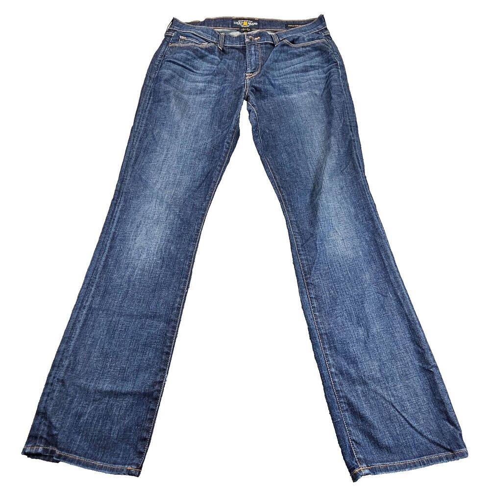 Lucky Brand Sofia Straight Jeans Women Size 16/33 Medium Wash Blue Stretch Denim